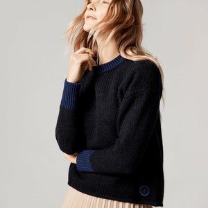 NWT Allbirds The Jumper Racked Natural Black 100% Merino Wool Sweater si…